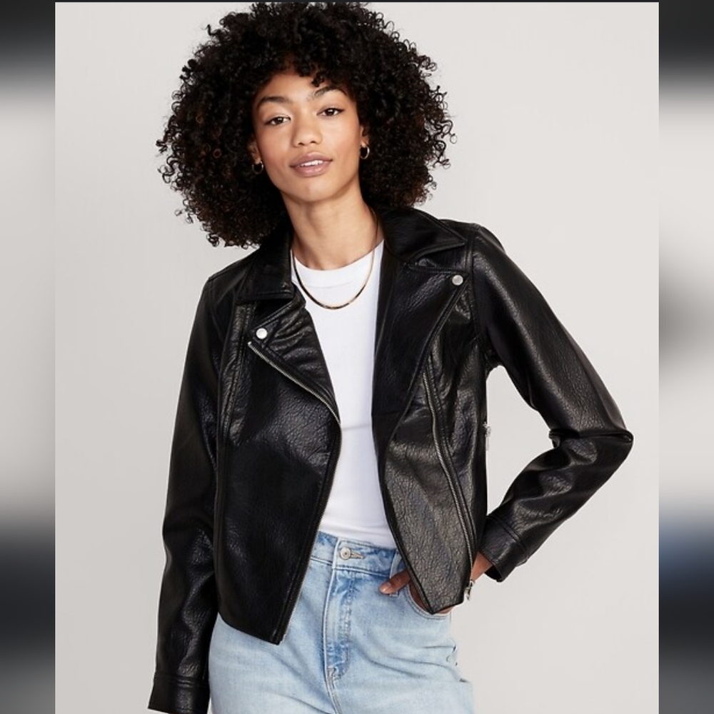 Old Navy Women's Black Faux Leather Jacket